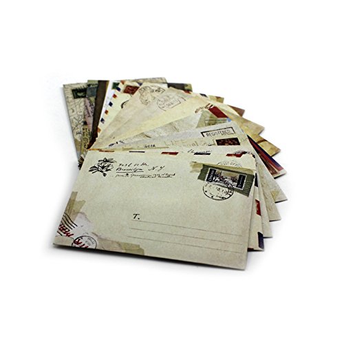 Juego de 12 Mini sobres Vintage estilo Kraft papel diseños distintos