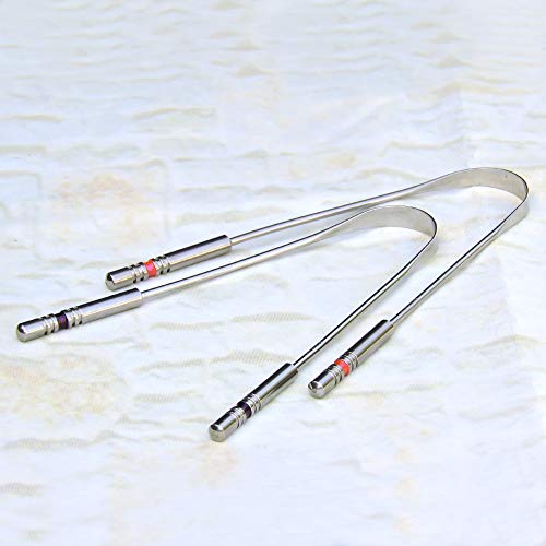 Juego de 2 acero inoxidable de grado quirúrgico tongue Cleaner con extraíble de silicona Grips | lengua rascador de acero inoxidable