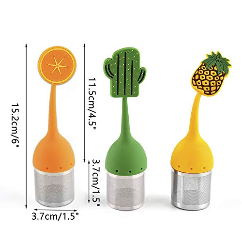 Juego de 3 Infusor Te Infusionador de Acero Inoxidable y Silicona de Grado Alimenticio, Tea Strainer Infuser Filter para Té a Granel, Te Filtro Té Colador con Malla Fina y Largo Handle de Silicona