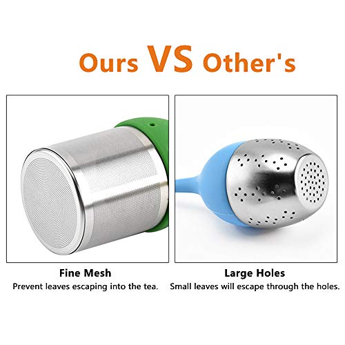 Juego de 3 Infusor Te Infusionador de Acero Inoxidable y Silicona de Grado Alimenticio, Tea Strainer Infuser Filter para Té a Granel, Te Filtro Té Colador con Malla Fina y Largo Handle de Silicona
