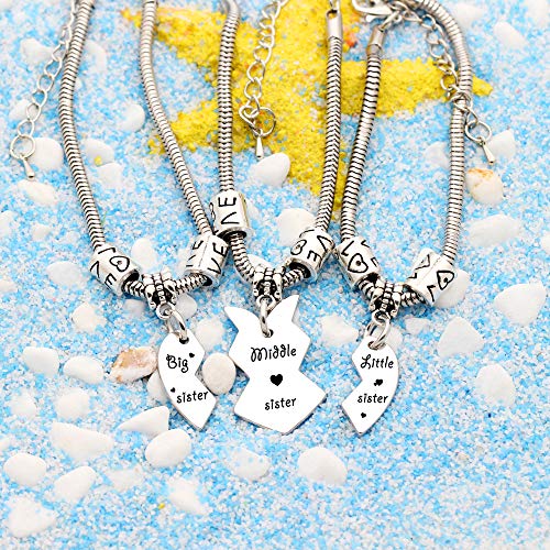 Juego de 3 pulseras de regalo para hermanas, para mujeres, niñas, hermanas, hermanas, hermanitas, hermanitas, hermanitas, para familia, cumpleaños, Navidad