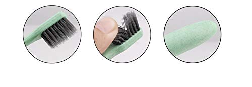 Juego de 4 cepillos de dientes de carbón de bambú ultrasuaves, cepillo de dientes, cepillo de dientes para el cuidado dental, mango de carbón vegetal, cepillo de dientes para blanqueamiento dental