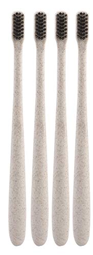 Juego de 4 cepillos de dientes de carbón de bambú ultrasuaves, cepillo de dientes, cepillo de dientes para el cuidado dental, mango de carbón vegetal, cepillo de dientes para blanqueamiento dental