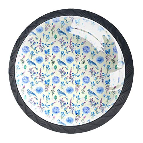 Juego de 4 tiradores redondos para puerta de armario, gaves, rosas, con tornillo para cajones y puertas de armario