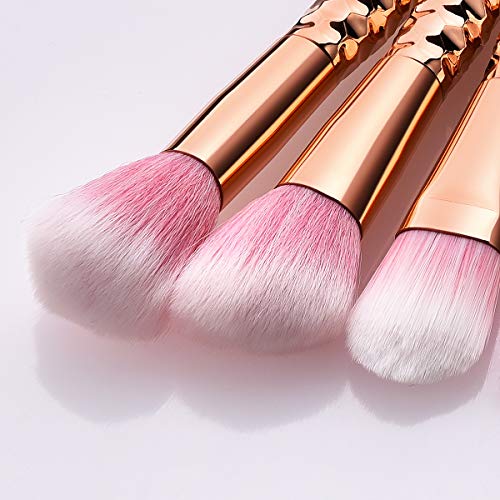 Juego de 8 brochas de maquillaje con mango de plástico y cerdas de nailon suaves de color oro rosa con forma de panal de abeja para mujer (TM-109)