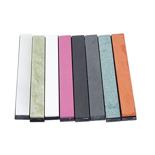 Juego de 8 piedras de afilar con una base de grano de #240 a #10 000 y unas medidas de 15 cm x 2 cm x 0,5 cm para afilar tijeras o cuchillos pequeños