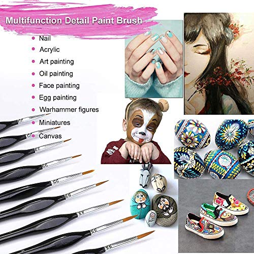 Juego de 9 Piezas Pinceles para Pintura, Profesionales Arte Pinceles Acrilico detalle Miniatura Cepillos, para Pintar al pinceles pintura acrilica oleo uñas dibujo de líneas brochas(triángulo)