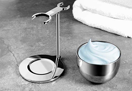 Juego de afeitado GRUTTI, maquinilla de afeitar de cromo de lujo y soporte de cepillo con juego de afeitado de bowl de jabón