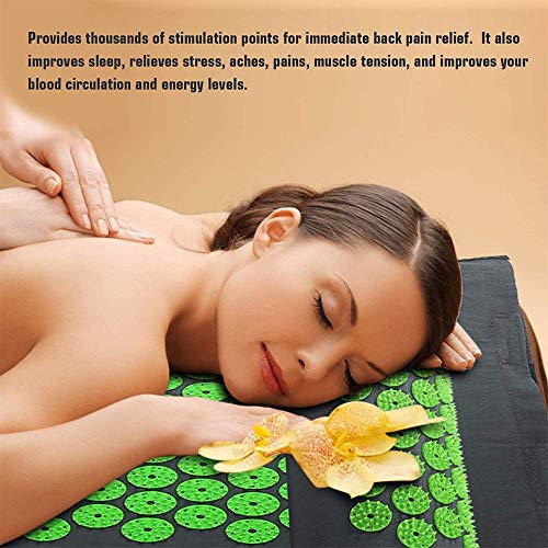 Juego de Alfombrilla y Almohada de acupresión portátil, Manta de Masaje para Yoga, Almohadilla de acupuntura con púas, cojín para relajación, Verde Oscuro, Rosa