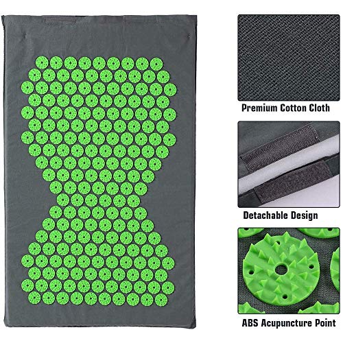 Juego de Alfombrilla y Almohada de acupresión portátil, Manta de Masaje para Yoga, Almohadilla de acupuntura con púas, cojín para relajación, Verde Oscuro, Rosa