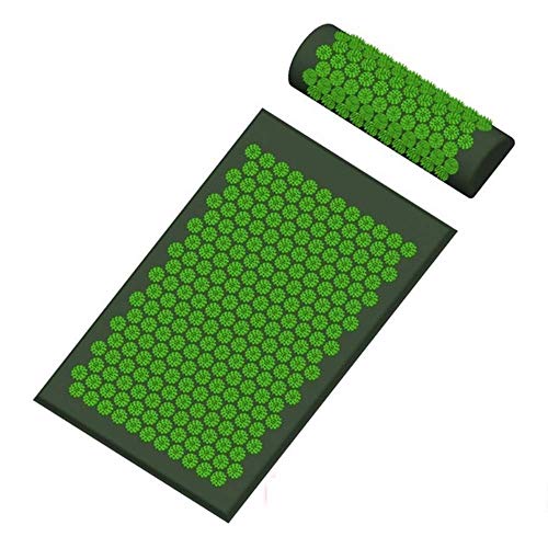 Juego de Alfombrilla y Almohada de acupresión portátil, Manta de Masaje para Yoga, Almohadilla de acupuntura con púas, cojín para relajación, Verde Oscuro, Rosa