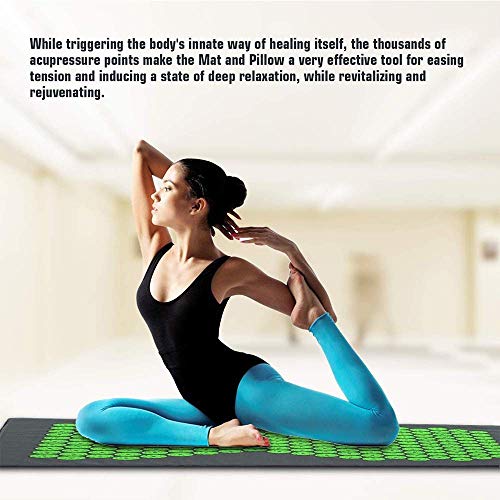 Juego de Alfombrilla y Almohada de acupresión portátil, Manta de Masaje para Yoga, Almohadilla de acupuntura con púas, cojín para relajación, Verde Oscuro, Rosa