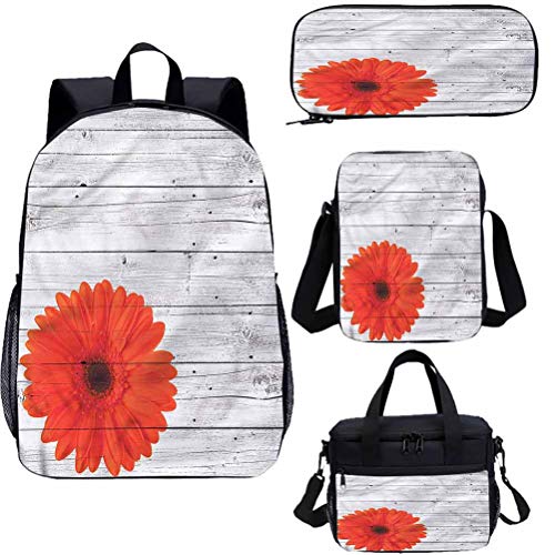 Juego de bolsas escolares para niños, de 15 pulgadas, diseño de caléndula floral para el trabajo, escuela, viajes, picnic