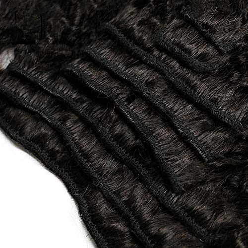 Juego de extensiones de pelo humano, de estilo afro, recto, rizado, con clip, Remy, cabello Malasio, color natural, cabeza completa, con clips, grueso, 120 g, para mujeres de color, 8 unidades