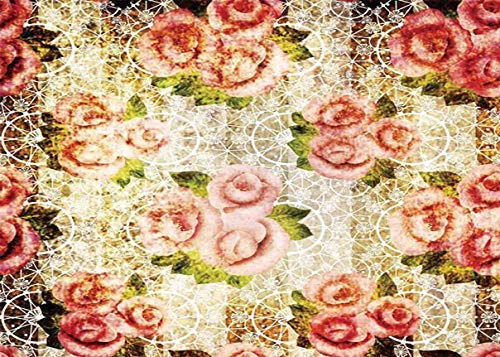 Juego de funda nórdica de 3 piezas, motivo floral artístico psicodélico de Grunde con patrones boho de encaje oscuro retro con fecha, para habitación de invitados, rosa, verde, crema, fácil cuidado, a