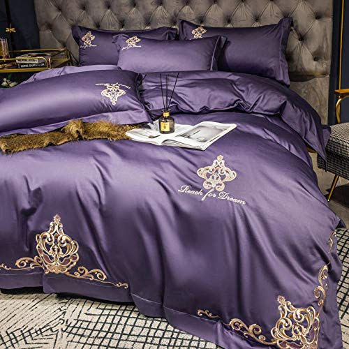 Juego De Fundas De Cama Tres Piezas，Bedding|, Microfiber| Annual Duvet Cover|Sheets|Pillowcase|-Purple_1.5/1.8 Bed Sheet Style