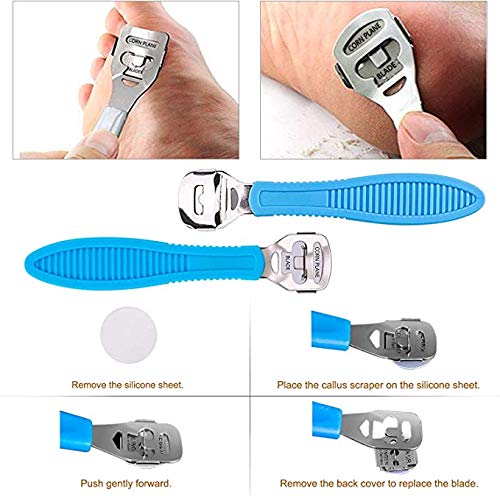 Juego de limas de pie para pedicura profesional, 11 en 1, limas de doble cara con lima de uñas exfoliante para prevenir la piel muerta de los pies, juego de herramientas para el cuidado