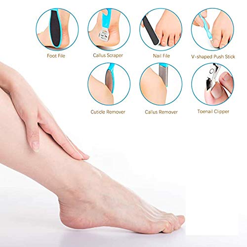 Juego de limas de pie para pedicura profesional, 11 en 1, limas de doble cara con lima de uñas exfoliante para prevenir la piel muerta de los pies, juego de herramientas para el cuidado