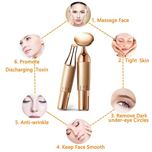 Juego de masajeador facial y de ojos 2 en 1, masajeador eléctrico de cara barra de belleza energética para levantamiento instantáneo de la cara, antiarrugas, tensor de la piel