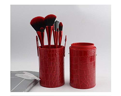 Juego de pinceles de maquillaje, 10 juegos de pinceles de maquillaje kit de maquillaje de belleza con pincel de maquillaje de cubilete, cubo rojo rojo
