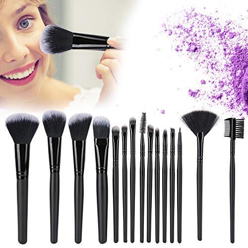 Juego de pinceles de maquillaje de 15 piezas, pinceles de sombra de ojos correctores en polvo de base con bolsa de cosméticos portátil, para cara ojos cejas labios