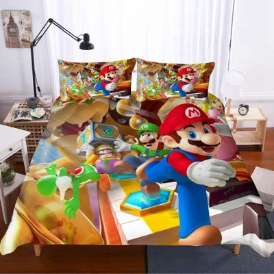Juego de ropa de cama 3D Super Mario Bros, divertido juego de ropa de cama para niñas y niños