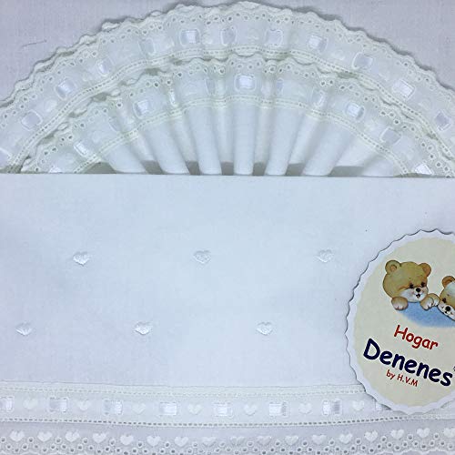 Juego de sábanas cuco/coche CORAZONES (Blanco)