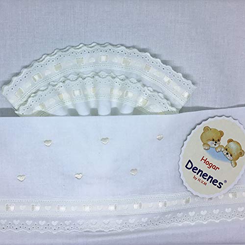 Juego de sábanas cuco/coche CORAZONES (Blanco)