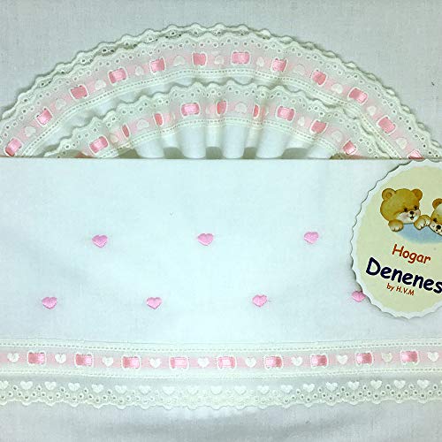 Juego de sábanas cuco/coche CORAZONES (Blanco)