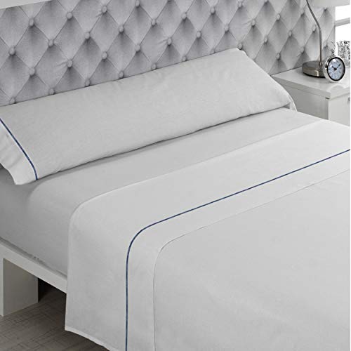Juego de sabanas PERCAL ALGODÓN 100% 144 Hilos Lisa Blanco Cama de 135 x 190/200.