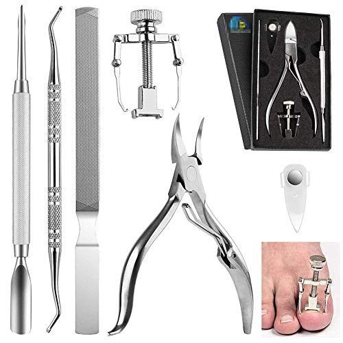 Juego De Uñas Encarnadas, Juego Profesional Para El Cuidado De Las Uñas, Juego De Pedicura De Manicura De Acero Inoxidable Premium De 6 Piezas, Pinzas Para Uñas, Empujador De Uñas x ( Color : Silver )