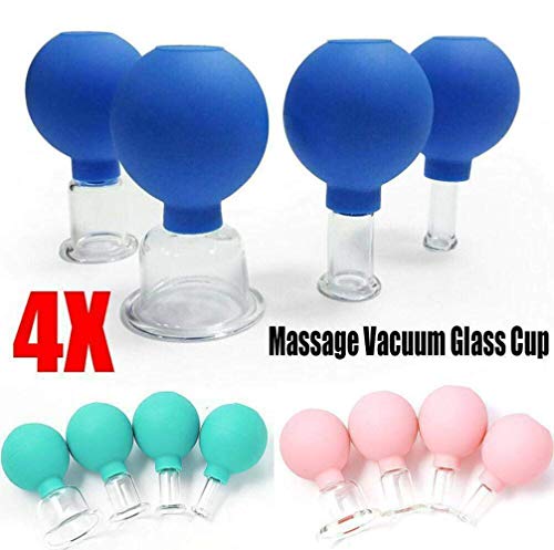 Juego de ventosas para el hogar 4 piezas taza de belleza facial masaje de ventosas kit de masaje de succión de vidrio al vacío para cuello cabeza cara cuerpo antienvejecimiento (verde)