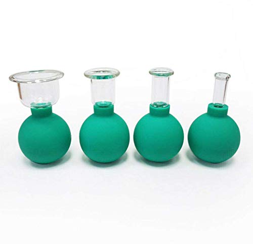 Juego de ventosas para el hogar 4 piezas taza de belleza facial masaje de ventosas kit de masaje de succión de vidrio al vacío para cuello cabeza cara cuerpo antienvejecimiento (verde)