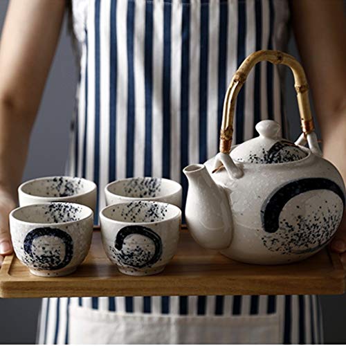 Juegos de té Paquete Creativo Casero Sistema De Té De La Taza De Té Japonesa Estilo De La Viga Pot Pot Uno Cuatro Copas Set Simple Bandeja De Cerámica Oficina Té Madera De Acacia Té