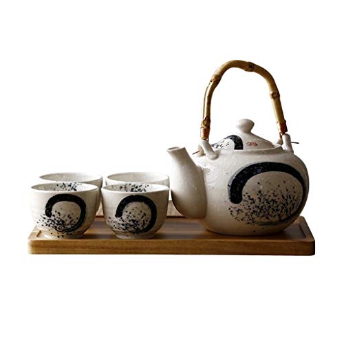 Juegos de té Paquete Creativo Casero Sistema De Té De La Taza De Té Japonesa Estilo De La Viga Pot Pot Uno Cuatro Copas Set Simple Bandeja De Cerámica Oficina Té Madera De Acacia Té