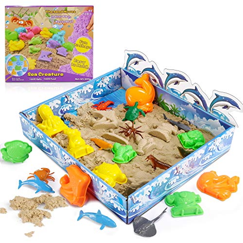 Jugar Arena Arena Mágica 3D Play Sand 500g Juego Súper Sand Magic Super Playset Natural de Arena con 10 Moldes Regalo No Tóxicos Juguetes de Arena para Niños