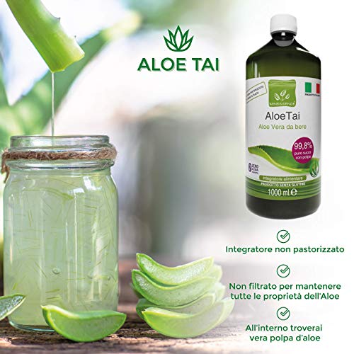 Jugo y pulpa de Aloe Vera para beber, sin pasteurizar y sin filtrar - Hecho en Italia a partir de nuestros cultivos - 1 LT