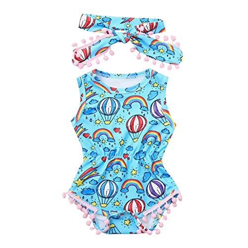 Julhold - Mono de verano para bebé, diseño de dibujos animados de arco iris y diademas para el pelo, 3 a 24 meses