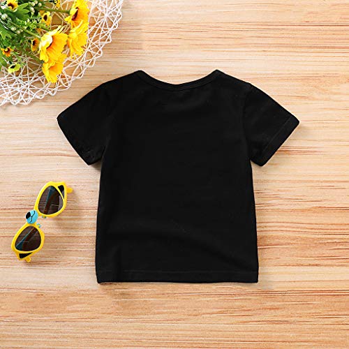 Julhold Niños Niño Niña Infantil Moda Guapo Manga Corta Letra Impreso Algodón Camiseta Tops Ropa 0-4 Años Negro Negro 6-12 Meses