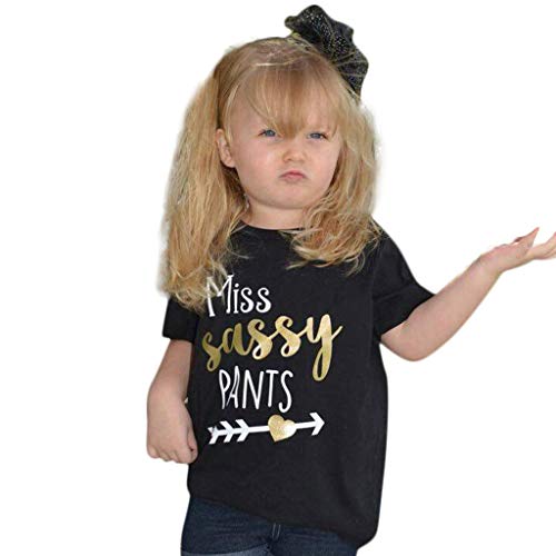 Julhold Niños Niño Niña Infantil Moda Guapo Manga Corta Letra Impreso Algodón Camiseta Tops Ropa 0-4 Años Negro Negro 6-12 Meses