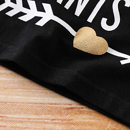 Julhold Niños Niño Niña Infantil Moda Guapo Manga Corta Letra Impreso Algodón Camiseta Tops Ropa 0-4 Años Negro Negro 6-12 Meses