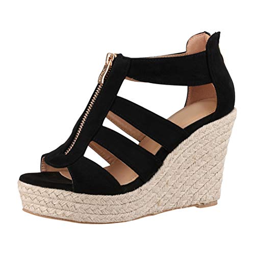 Jumex Elara Sandalias de Mujer Cuña Plataforma Chunkyrayan Negro TH82221-Schwarz-37