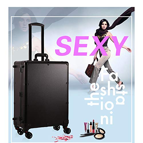 Jumor Maletín De Maquillaje Profesional con Luces Y Patas Maleta De Cosméticos con Ruedas Universales Estuche De Trolley con Espejo De Altura Ajustable con Función De Bluetooth Touch Screen,A