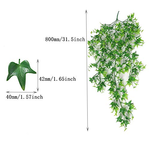 JUN-H 2pcs Plantas Colgantes Hiedra Verde Artificial,Utilizado Para Colgar Cestas y Paredes Colgantes, Decoración de Jardín en Casa(80 cm)