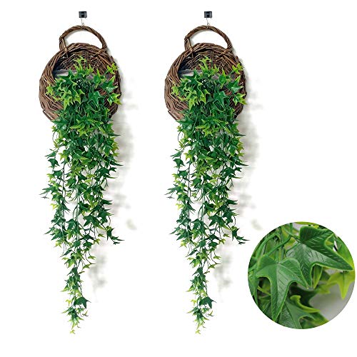 JUN-H 2pcs Plantas Colgantes Hiedra Verde Artificial,Utilizado Para Colgar Cestas y Paredes Colgantes, Decoración de Jardín en Casa(80 cm)