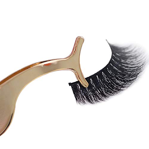 JUNGEN Belleza Multifuncional Pestañas Postizas Acero Inoxidable Clip Pinza (Oro)