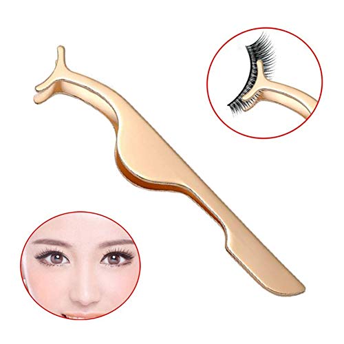 JUNGEN Belleza Multifuncional Pestañas Postizas Acero Inoxidable Clip Pinza (Oro)