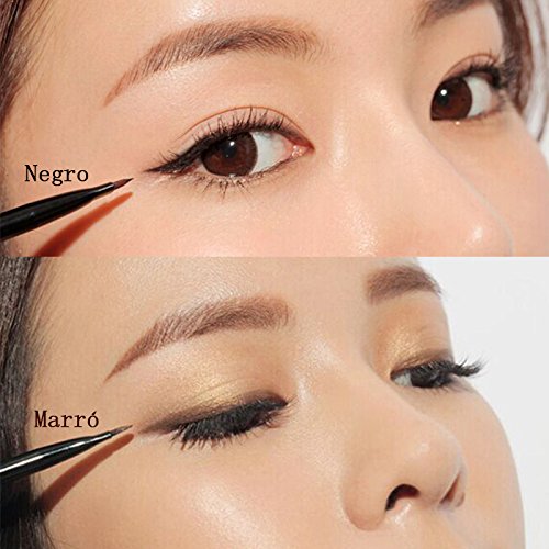 JUNGEN Impermeable 2 en 1 Gel Eyeliner Set Eyeliners Gel Marrón y Negro con Pincel Maquillaje Ceja