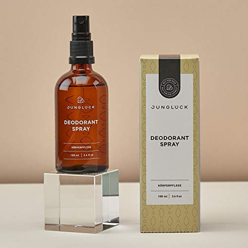 Junglück - Desodorante vegano en spray - Sin alcohol ni sales de aluminio - Cosmética natural - Made in Germany - Recipiente de cristal - 100 ml