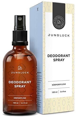 Junglück - Desodorante vegano en spray - Sin alcohol ni sales de aluminio - Cosmética natural - Made in Germany - Recipiente de cristal - 100 ml